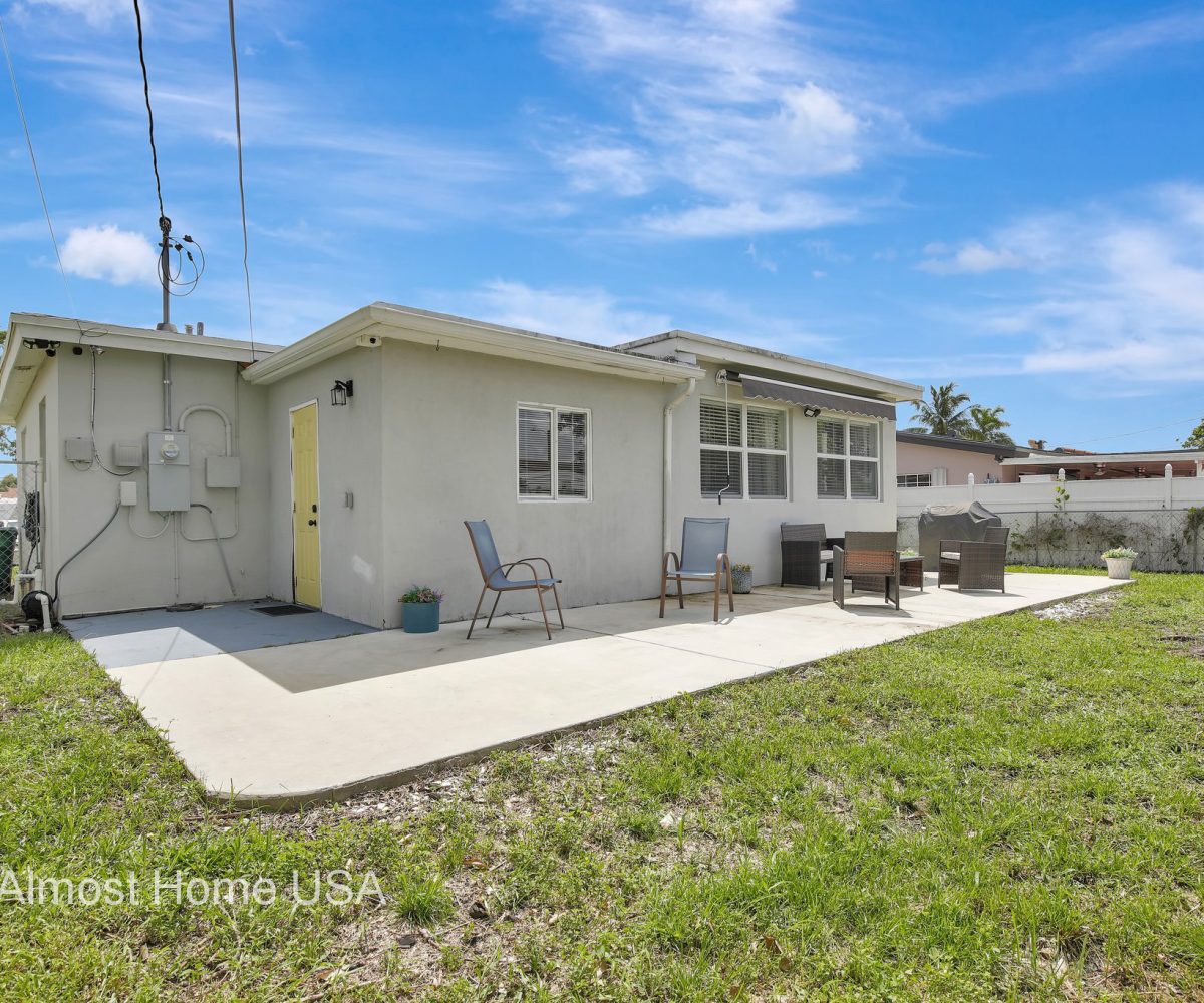 Back yard of furnished home located in Miami, FL.