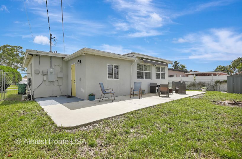 Back yard of furnished home located in Miami, FL.