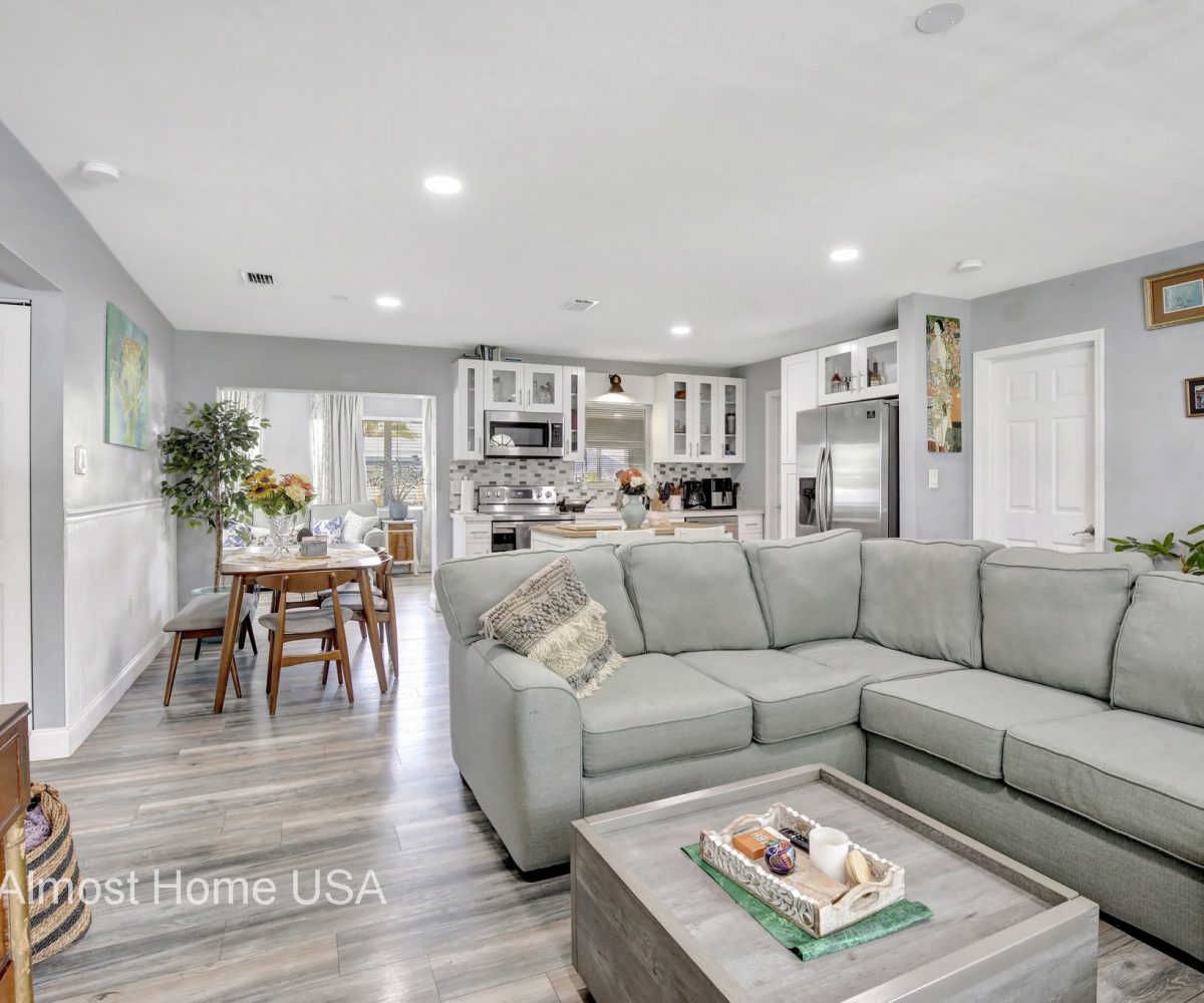 Bright and spacious living room in furnished home located in Miami, FL.