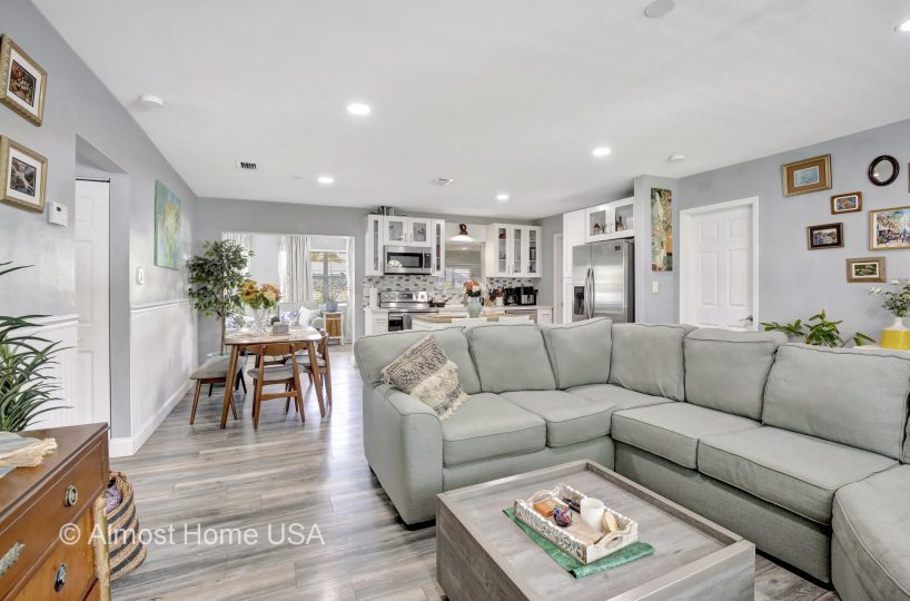 Bright and spacious living room in furnished home located in Miami, FL.