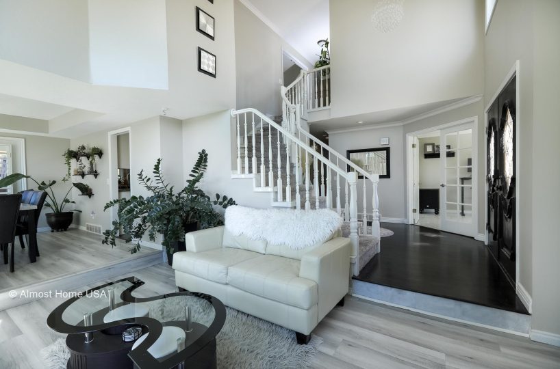 Front entry of furnished 5 bedroom home in Holladay, UT.