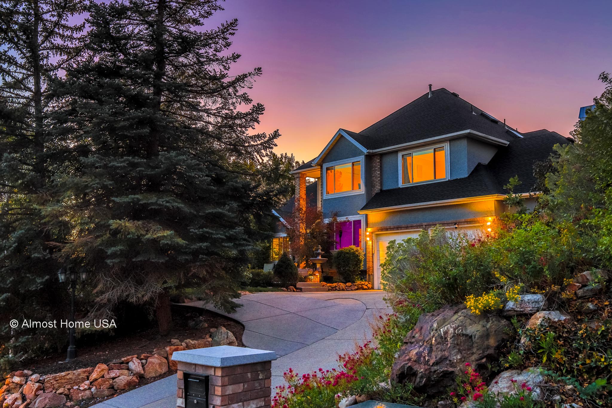 Front exterior of furnished 5 bedroom home in Holladay, UT.