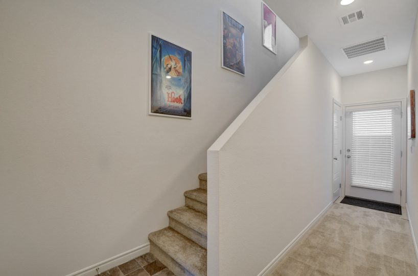 Stairs in furnished townhome located in Henderson, NV.