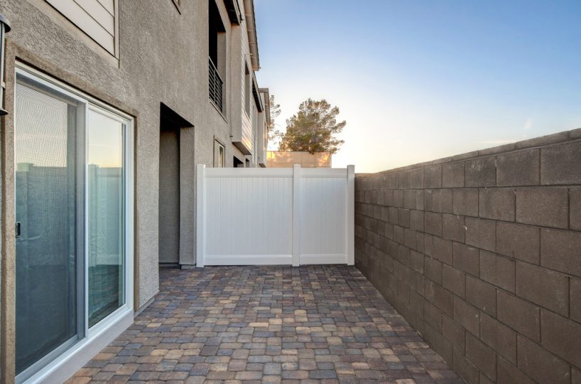 Outdoor patio at furnished townhome located in Henderson, NV.