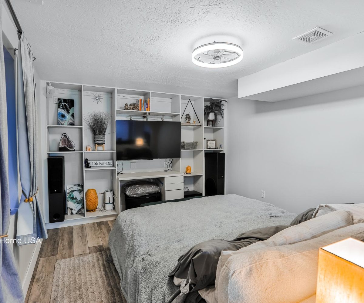 Downstairs bedroom in furnished 5 bedroom home in Holladay, UT.