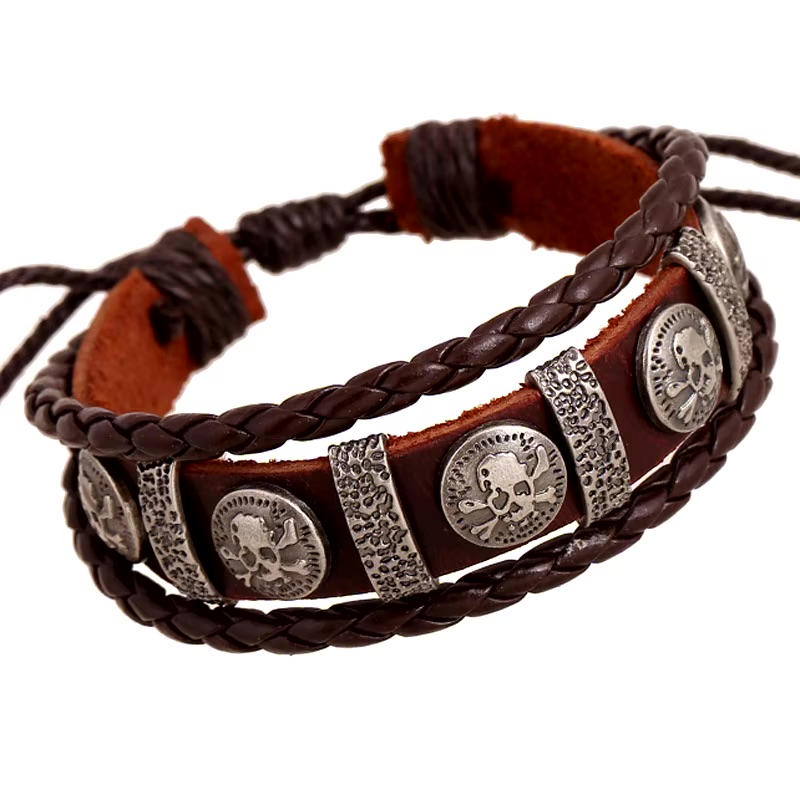 Skull Vintage Style Leather Bracelet