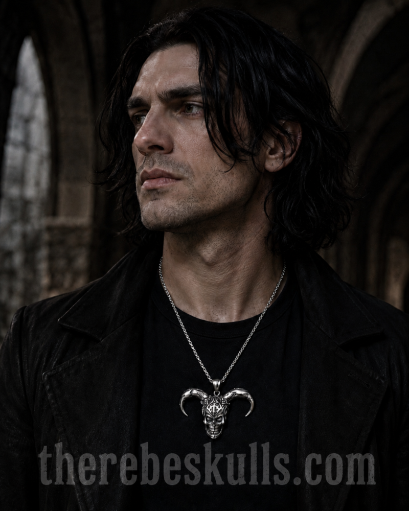 Horned Demon Skull Stainless Steel Necklace