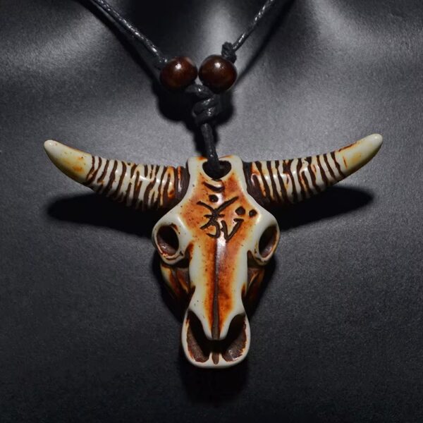 Imitation Yak Bone cow/bull skull chocker