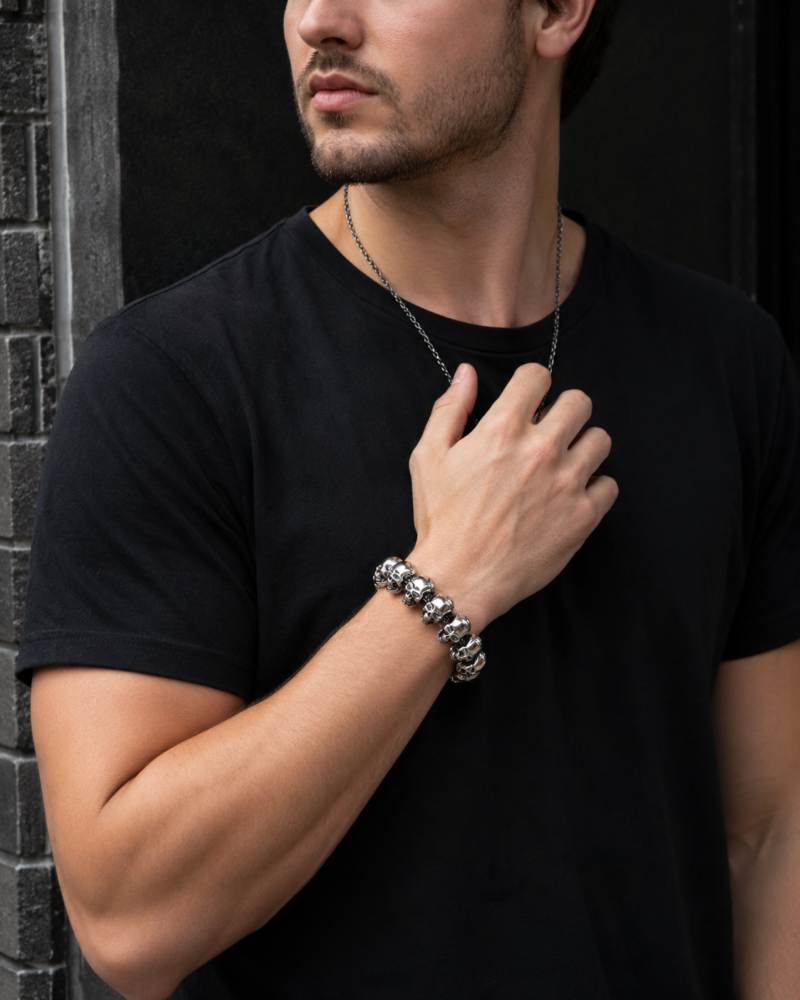 14 skull stainless Steal Bracelet Casual wear