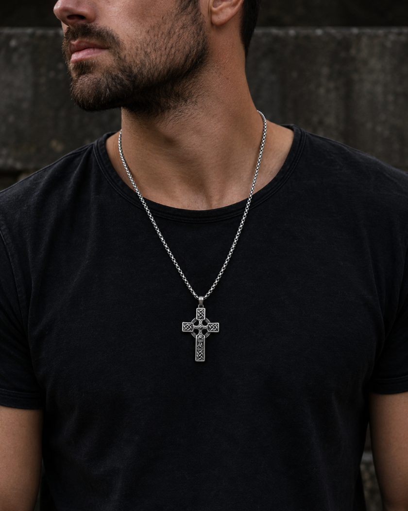 Celtic Cross pendant necklace detail