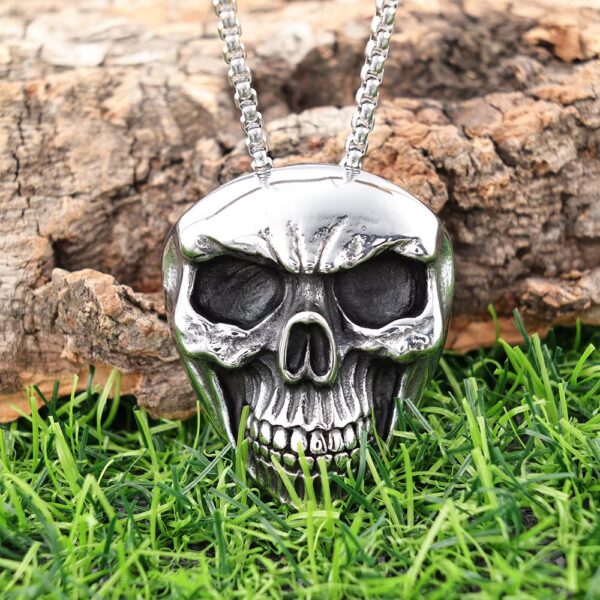 Large Stainless Steel Skull Necklace
