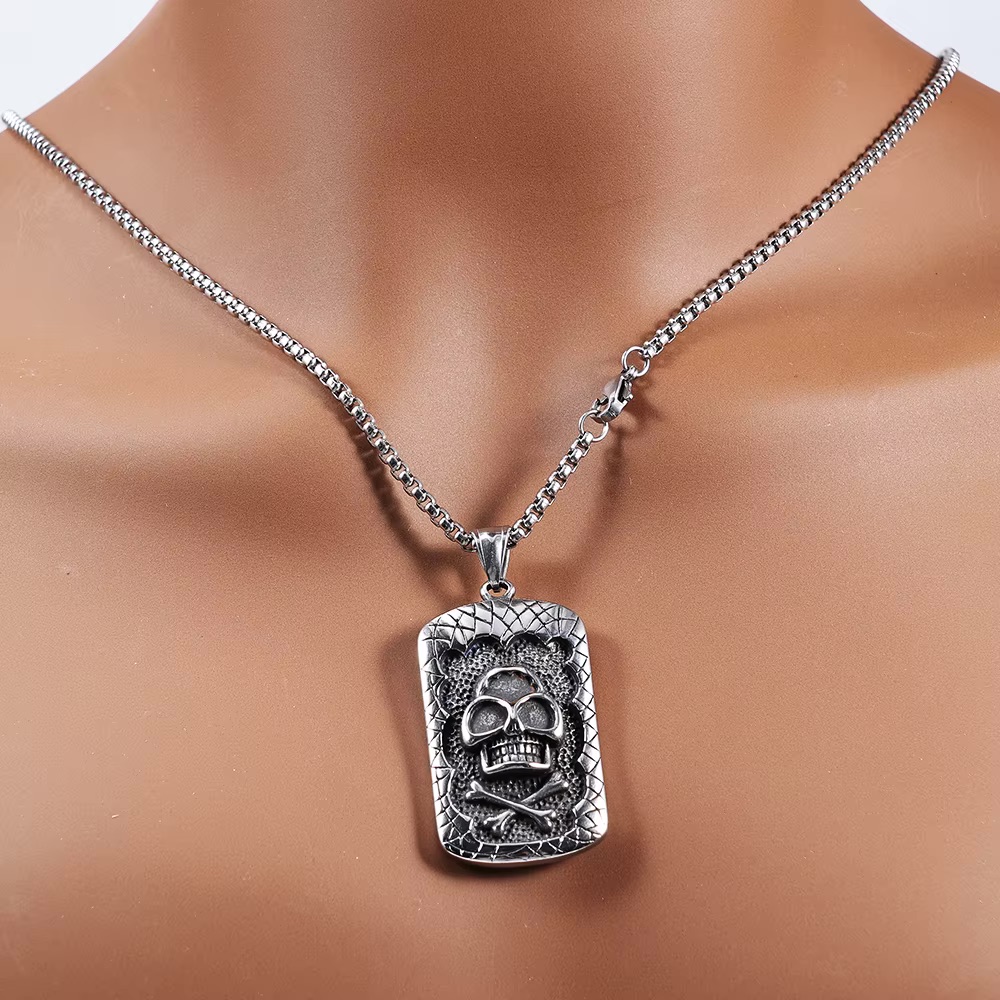 Skull Crossbones Dog Tag Style