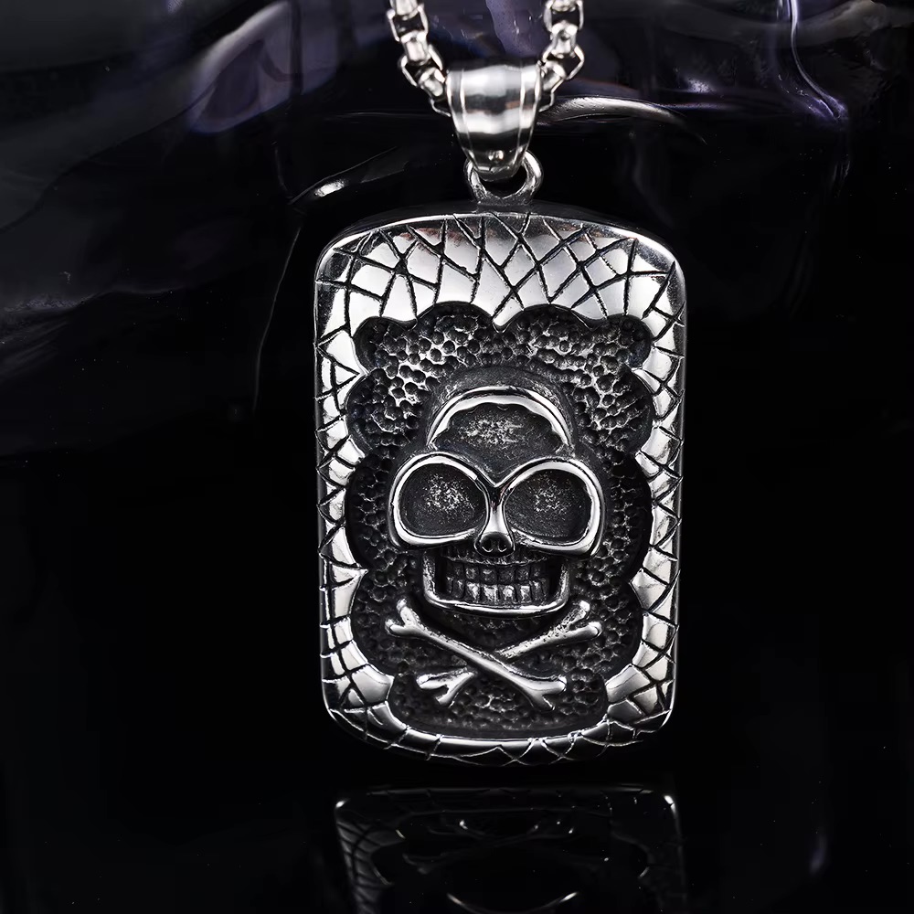 Skull Crossbones Dog Tag Style