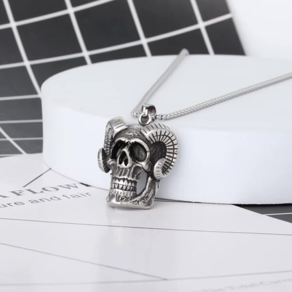 Stainless Horned Skull Necklace
