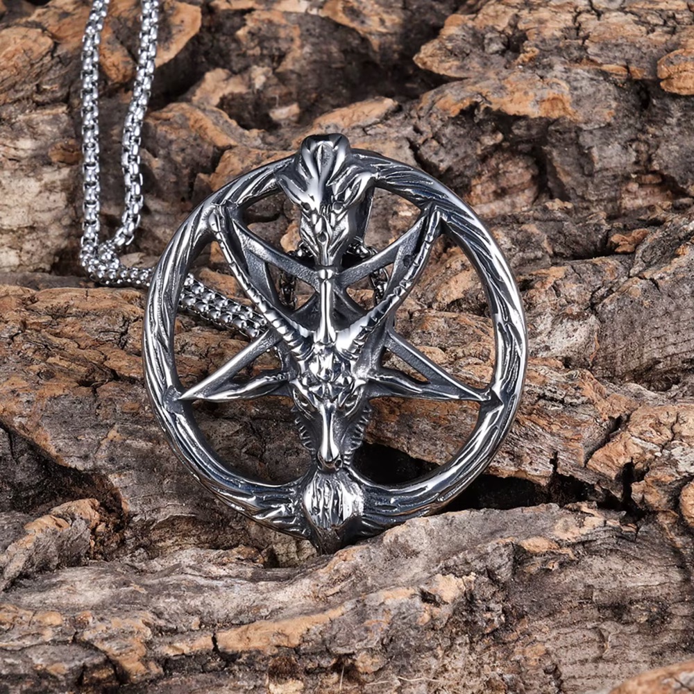 Stainless Steel Goat Head Pentagram Necklace