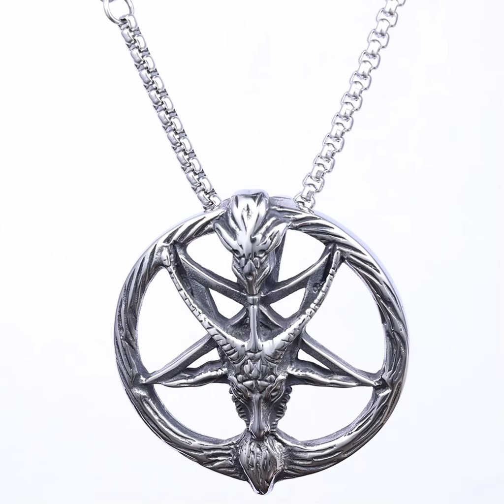 Stainless Steel Goat Head Pentagram Necklace - Image 2