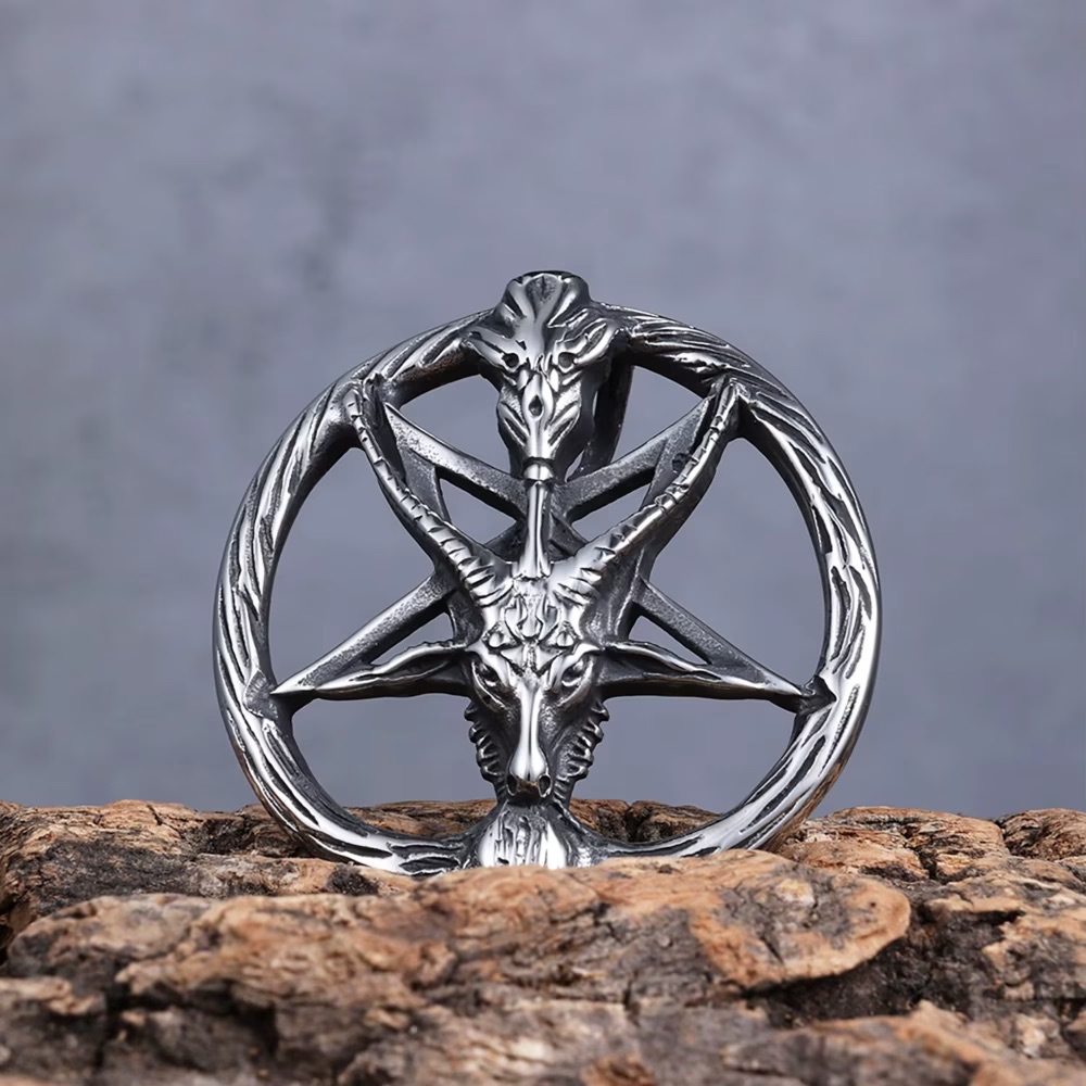Stainless Steel Goat Head Pentagram Necklace