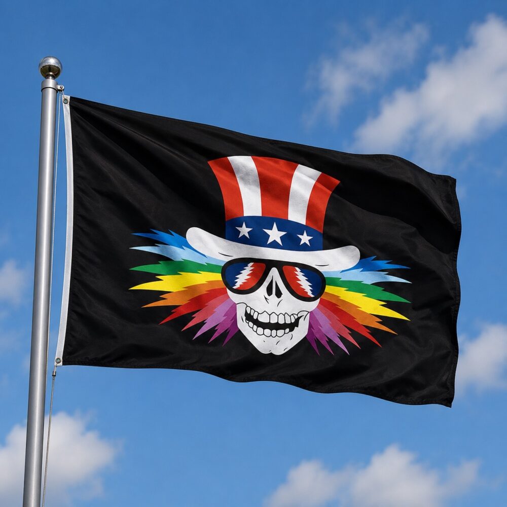 Grateful Dead Uncle Sam Rainbow Hair Flag 3'X5'