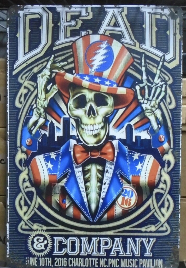 Top Hat Dead & Company Tin Sign There Be Skulls