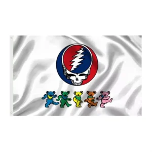 White Dancing Bear Steal Your Face Grateful Dead Flag 3’X5′