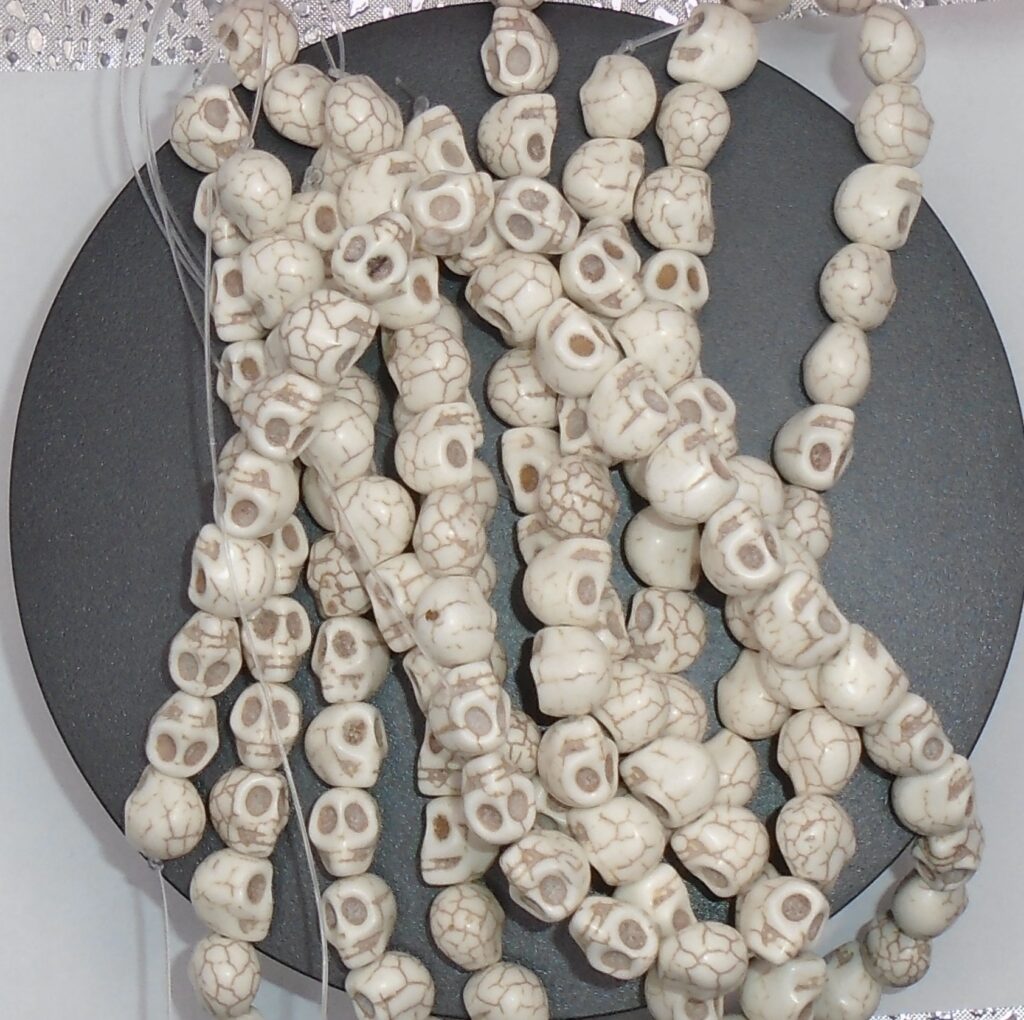 Howlite carved skull beads 10mm x 12mm for gothic jewelry making