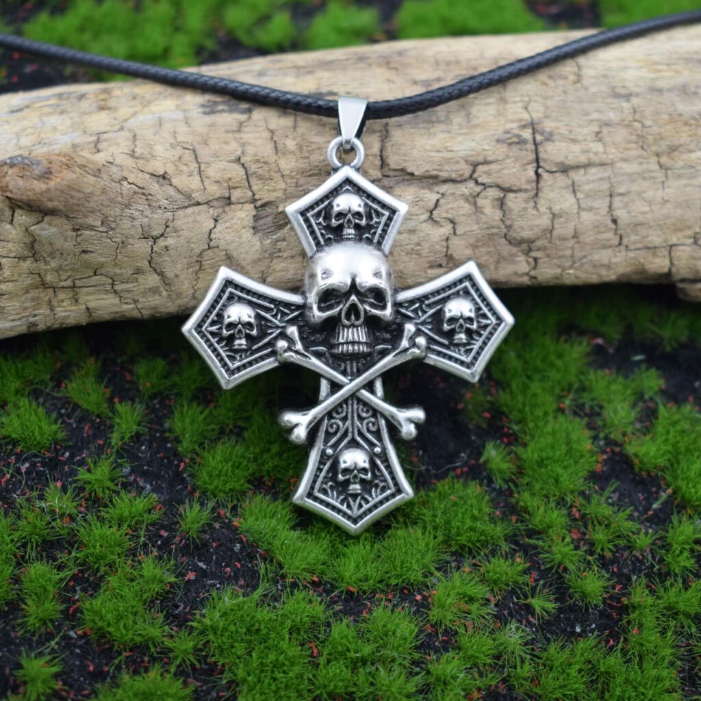 Skull and Crossbones Cross Necklace