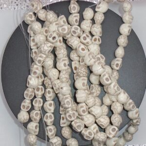 Howlite carved skull beads 10mm x 12mm for gothic jewelry making