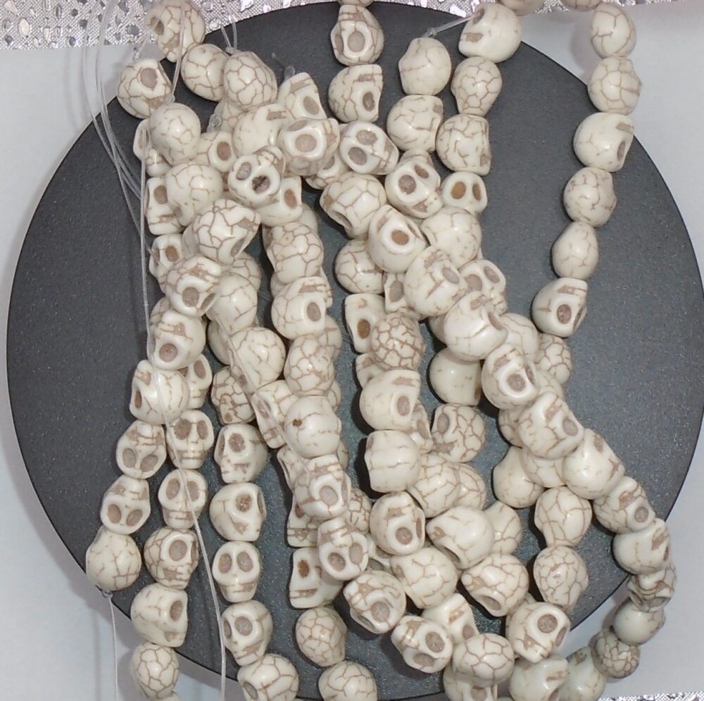 Howlite carved skull beads 10mm x 12mm for gothic jewelry making