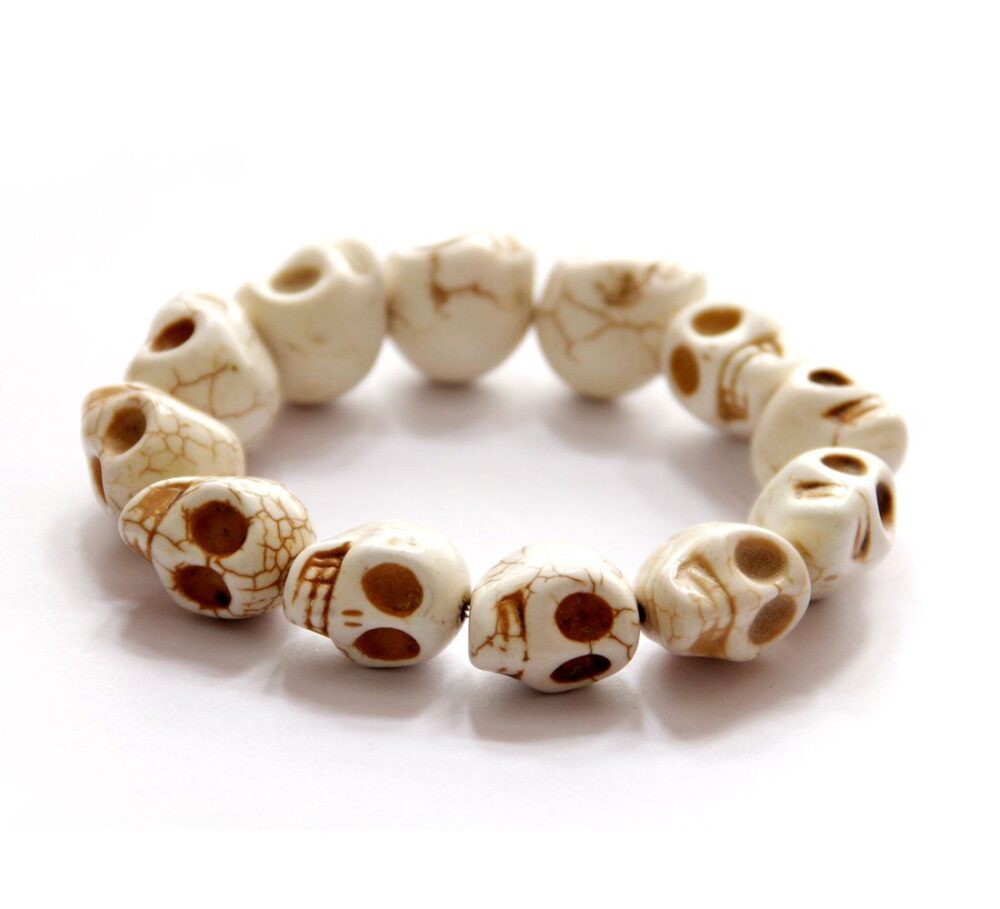 Howlite carved skull beads 10mm x 12mm for gothic jewelry making