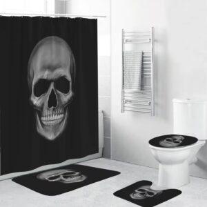 Big Skull 4 piece bathroom set with shower curtain and bath mats