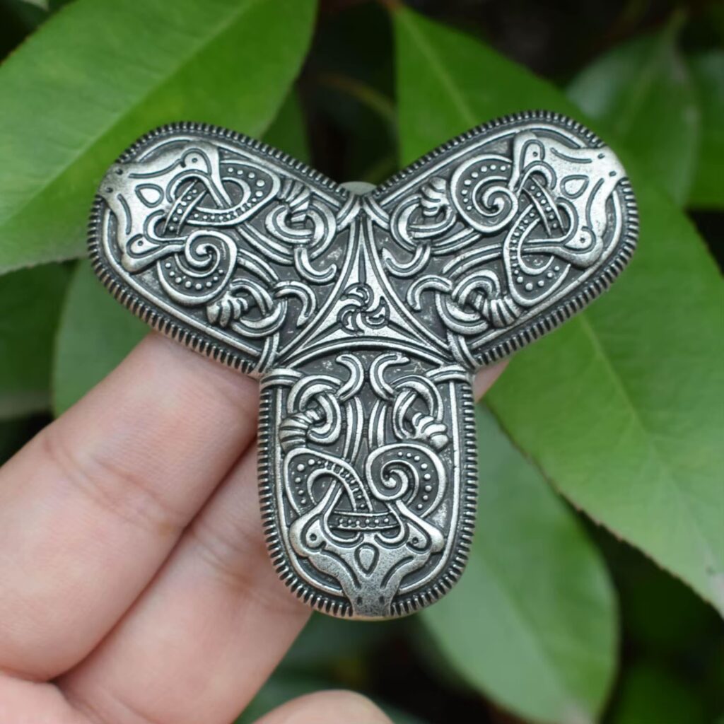 Viking Style Trefoil Celtic Knot Brooch. 2.3 inches.