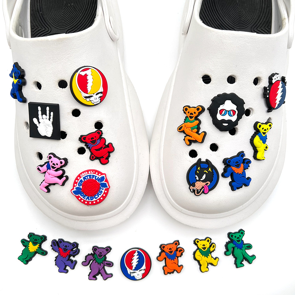 Grateful Dead Inspired Croc Charms – Psychedelic Shoe Charm Set (19 PCS)