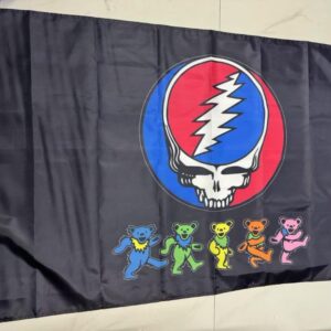 Grateful Dead Black Dancing Bear Steal Your Face Flag 3'X5'