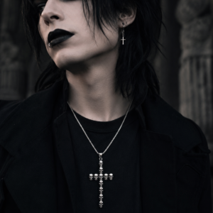 Gothic stainless steel skull cross necklace pendant