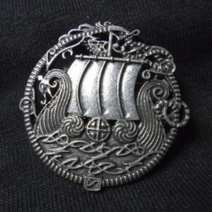 Viking Longship Brooch Celtic Norse Ship Antique Silver Pin