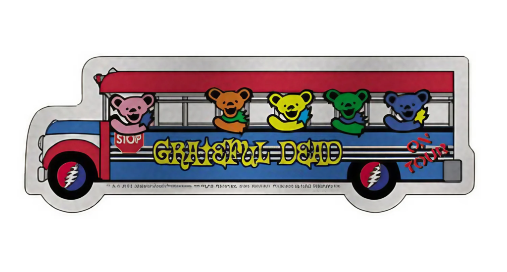 Licensed Grateful Dead Productions Glitter Tour Bus Sticker – 7 3/4 x 2 3/4 Inches