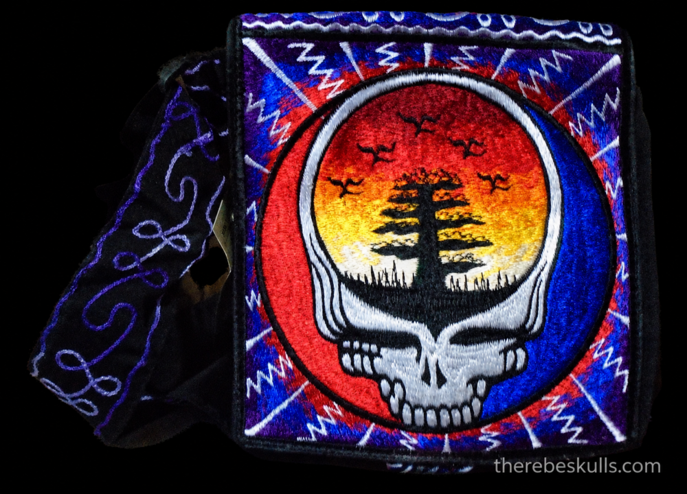 Officially licensed Grateful Dead Steal Your Face Tree and Birds embroidered shoulder bag made in Nepal