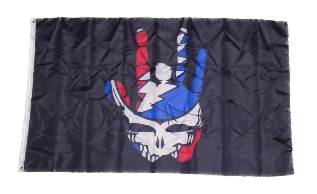 Grateful Dead Inspired Deadhead Skeleton Hand Skull Flag – 3x5 Ft Black Banner - Image 2