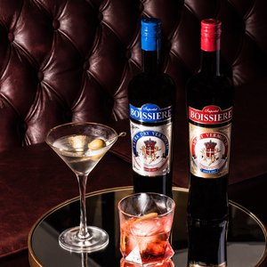 Dry and sweet bottles with cocktails - Boissiere Vermouth
