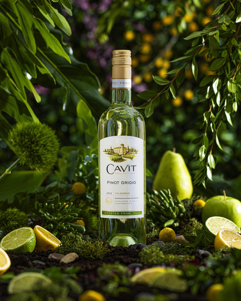 Pinot grigio bottle with nature background - Cavit