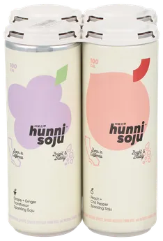Hunni Sparkling Soju Mixed 4Pk Peach/Grape