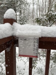 Joe & Terry's rain gauge filled with snow