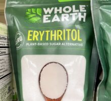 Bag of erythritol natural non-sugar sweetener on store shelf