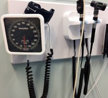 blood pressure cuff in a hospital room