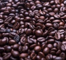 A close up of roasted coffee beans