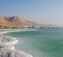 Mineral salts on coast of the Dead Sea