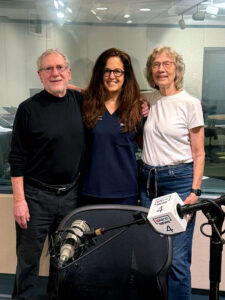 Joe Graedon, Dr. Sharon Fekrat, and Terry Graedon in the studio at WUNC-FM.