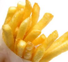 a bag of crispy french fries, fast food