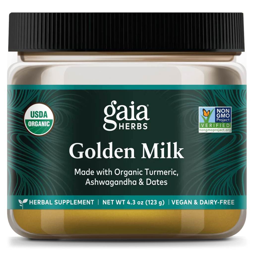 turmeric milk aka golden milk from Gaia Herbs