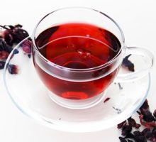 a cup of hot hibiscus tea